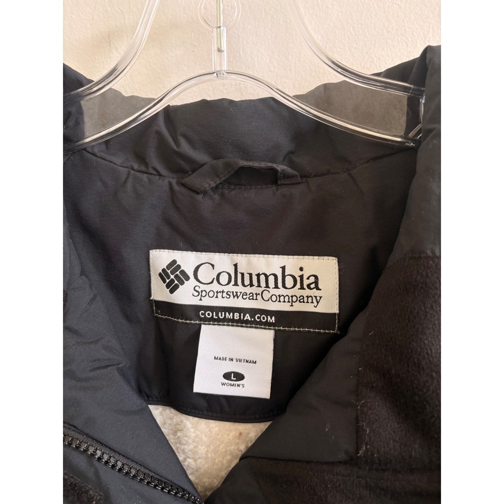 Columbia Sportswear Womens Black Sherpa Lined Winter Jacket White Accents Large - Picture 4 of 7